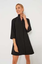 Tuckernuck Women's Black Charlie Shirt Dress sz S Stand Collar A-line Mini NWT
