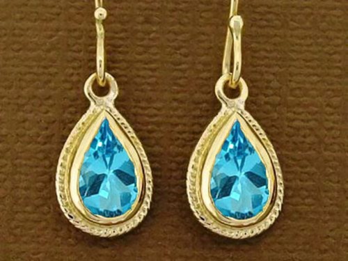 E089 Genuine 9K Rose Gold Natural Pear cut Gemstone 2.00ct Tear Drop Earrings - Picture 14 of 15