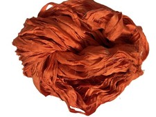 10 yards Recycled Sari Silk Ribbon Yarn Orange