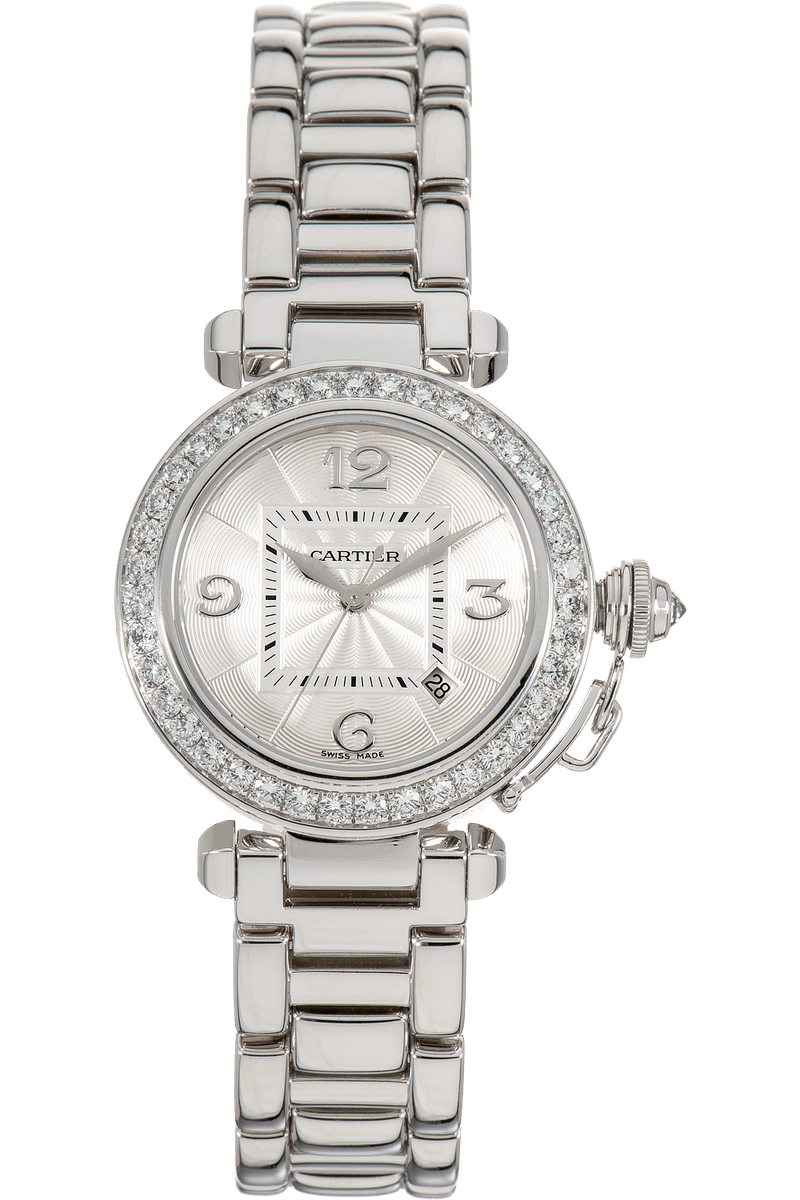 Cartier 'Pasha de Cartier' 18kt White Gold Diamond Automatic 32mm