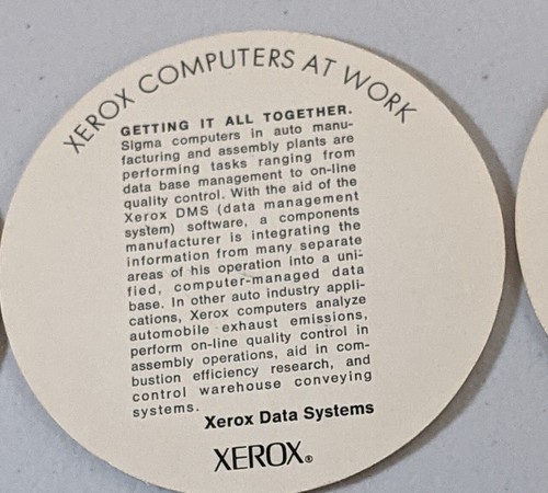 Vintage Collectible Drink Coasters from Xerox Data Systems 1969 - Picture 5 of 10