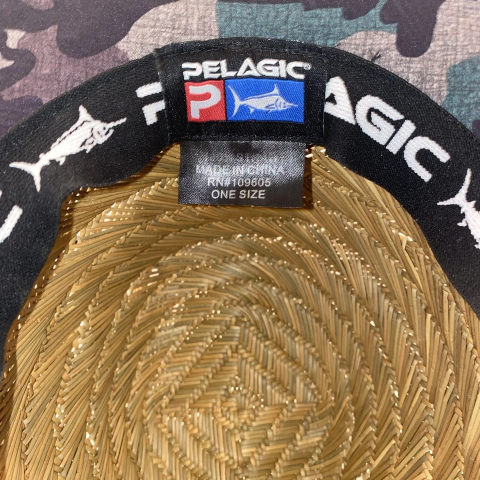 Sombrero de sol de paja pelágica camuflaje talla única correa para la barbilla Foto 4 de 4