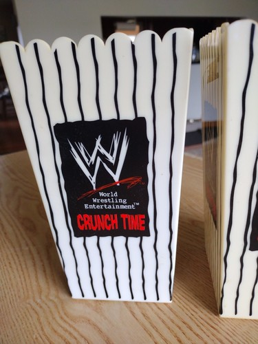 Vintage 2003 WWF WWE Wrestling Crunch Time Popcorn Holders Set Of 2. - Picture 3 of 13