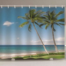 Sand Beach Prototype 3D Shower Curtain Waterproof Fabric Bathroom Decoration