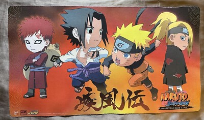 RARE - Naruto CCG -   Chibi Naruto & Sauske +  - Bandai Shippuden Playmat