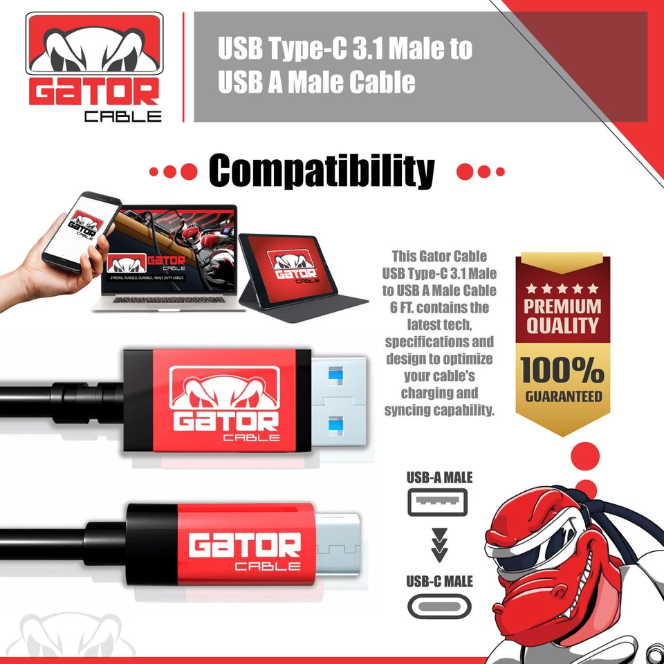 USB-C To USB-A 3.1 Phone Fast Charger Cable Data Sync Type C Cord Universal - Image 3 of 4