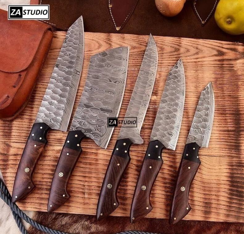 Chef Knife Set Handmade Chef Set Kitchen Knife Set Knife Cutlery + Sheath