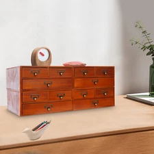 4 Pack 3 Drawer Wooden Desktop Organizer Drawer Storage Box For Tabletop- Brown