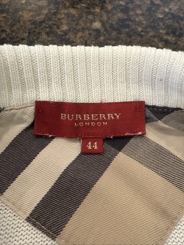 Burberry London Designer Full Zip Cream Sweatshirt Jacket Athletic Wear GUC Lg - Picture 2 of 14