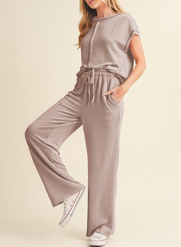 2Pcs Summer Womens Casual Tracksuit Shirts Tops Pants Set Ladies Lounge Wear UK - Picture 23 of 38