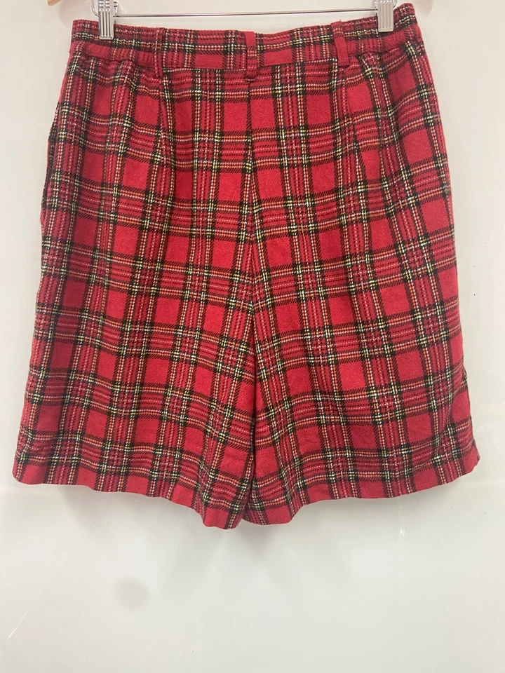 Pantalones Cortos Sag Harbor Vintage Mezcla de Lana Rojo Tiro Alto Tartán 16 (aprox UK 12-14) Foto 2 de 4