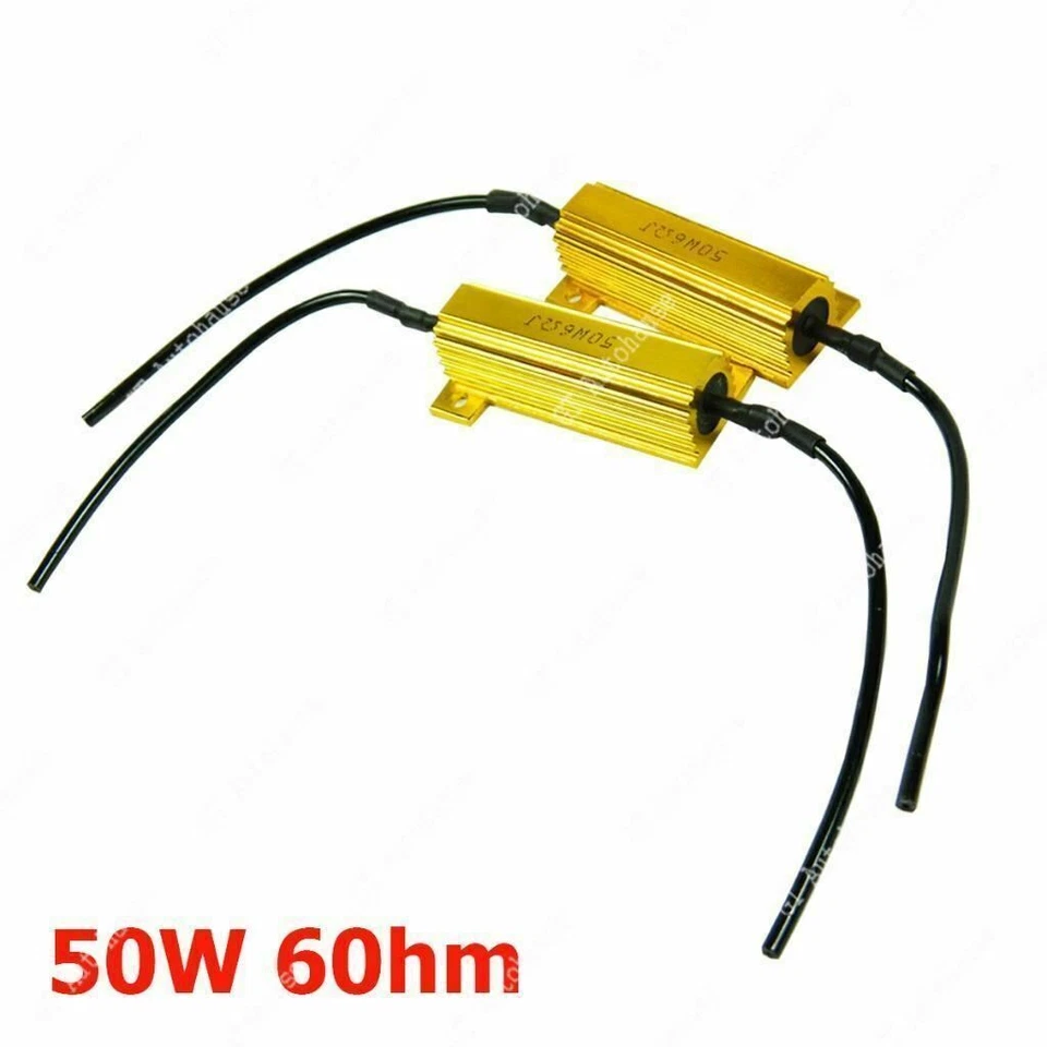 2 Piezas 6ohm 50W LED Resistencias de Carga Intermitentes de Señal de Giro/Luces Antiniebla Fijar Hyper Flash Foto 2 de 4