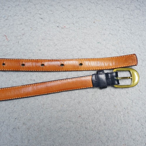 JG Hook Belt Womens M/ 28 Blue Glove Tanned Leather Thin Gold Anchor Buckle - Picture 4 of 12