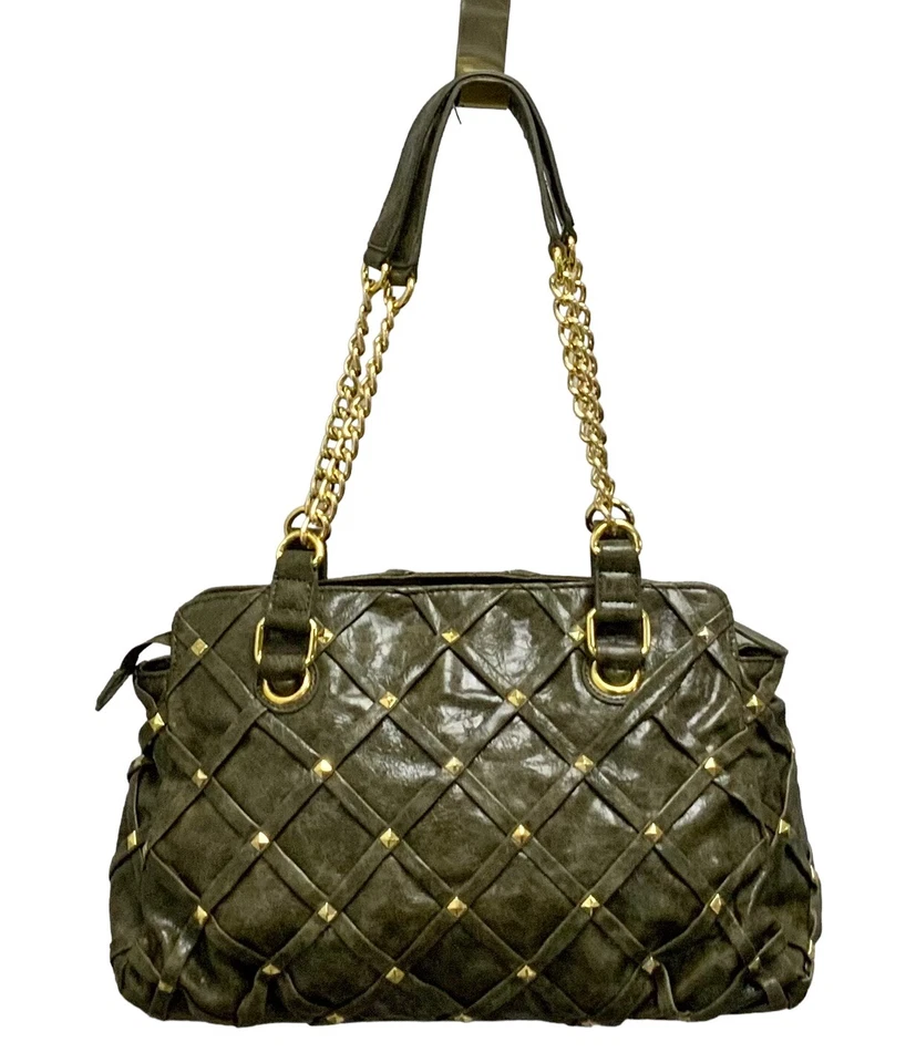 Bolso de Hombro Hobo Big Buddha Santa Bárbara, Trabajo Lástico Verde Oliva Foto 2 de 3