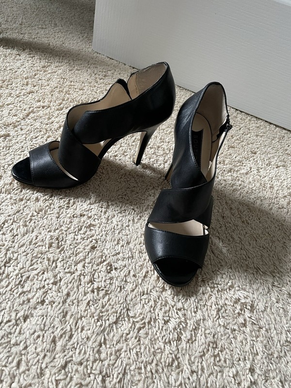 Boutique 9 Women’s BTThomsina Black Open Toe Dress Sandals Size 8.5  4” Heels