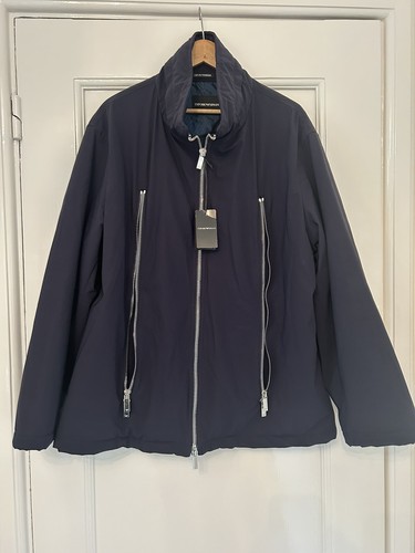 Emporio Armani Mens Gents Waterproof Windbreaker Jacket Coat Navy Blue 54 UK 44 - Picture 2 of 15