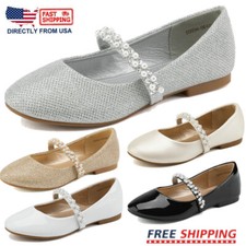 Kids Toddler Girls Mary Jane Flat Dress Shoes Rhinestones Wedding Shoes Size US
