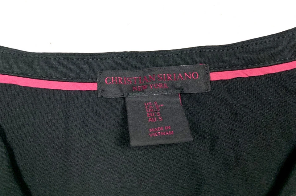 Christian Siriano Small Black Surplice Top Dressy Wrap Blouse Long Sleeve V Neck - Image 2 of 4