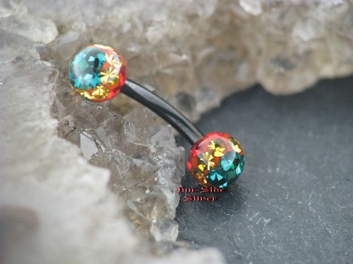 Augenbrauenpiercing Ohr Helix Tragus Brust Banana Motiv Straßball RASTA 1,2MM - Picture 2 of 4