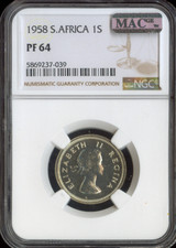 1958 South Africa Silver Shilling Proof NGC PF64 Quality