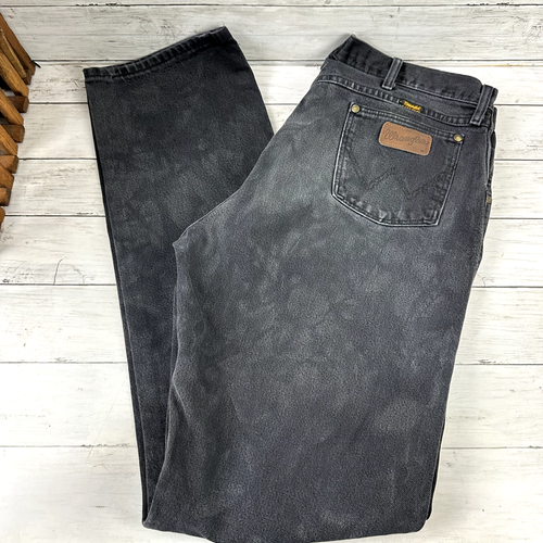 Wrangler Cowboy Cut Jeans 37x 38 faded black western denim - 47MWZBK
