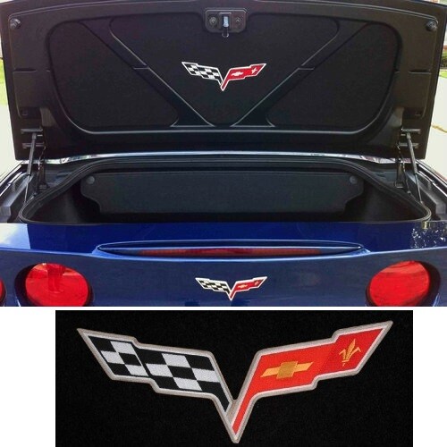 Corvette Cross Flag Silver Emblem Trunk Lid Liner C6 05-13 - Picture 3 of 7