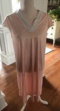Vintage Vanity Fair Nylon Sleeveless Short Night Gown Pastel Pink White Medium