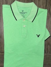 Mens American Eagle Slim Fit Short Sleeve Green Polo Shirt Size Medium M/M - EUC