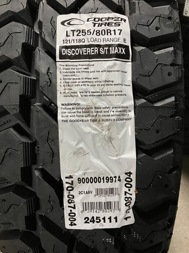 6 New LT 255 80 17 LRE 10 Ply Cooper Discoverer S/T Maxx Mud Tires