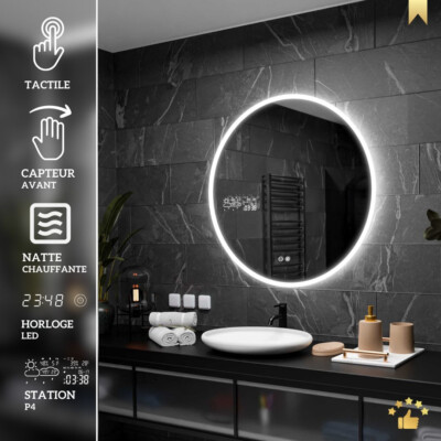 Miroir De Salle De Bain LED Lisbon - Moderne - Fixation Murale - Éclairage DEL - Personnalisable