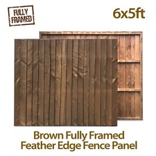 6x5 Fully Framed Feather Edge Close Board Garden Fence Panel with Capping Rail
