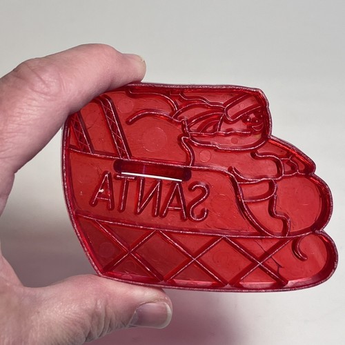 Vintage rot Kunststoff WEIHNACHTSMANN IM SCHLITTEN Ausstecher Form WEIHNACHTEN - Bild 7 von 12