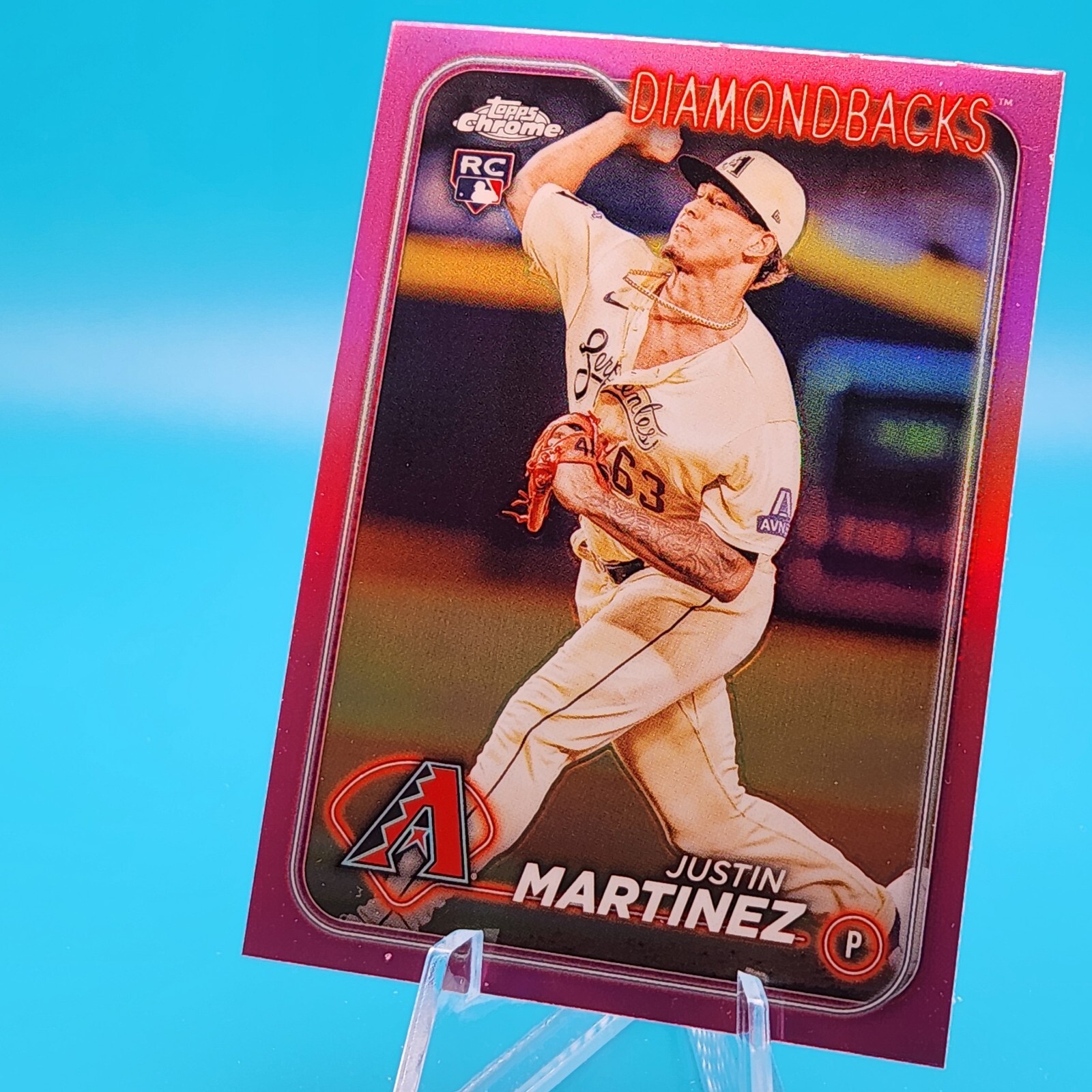 Justin Martinez 2024 Topps Chrome Diamondbacks Pink Refractor Rookie Card #159