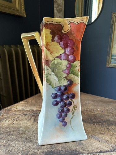 Antique Grapes B & Co Limoges Signed Graham France Tankard Pitcher 13.75" - Picture 4 of 19