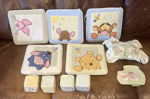 Disney Winnie the Pooh 5 Wall Hangings, Pillow, Picture Frame & 4 Pc Pooh Blocks