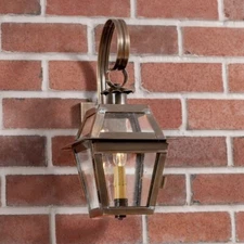 Jr. Town Crier Outdoor Wall Light in Solid Weathered Brass or Solid Copper