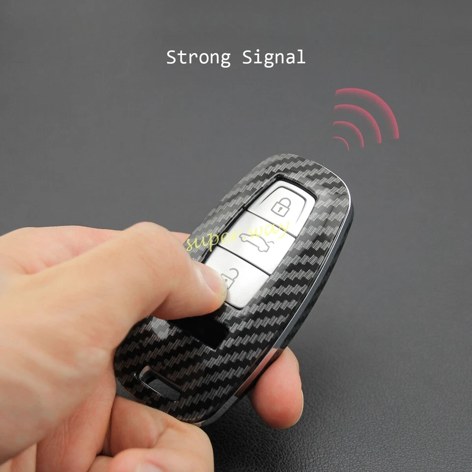 Carbon Fiber Car Smart Key Cases Covers Holder For Audi A6 A7 A8 Q8 2018-2023 - image 4 of 4