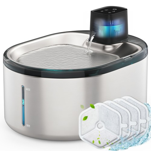 4L Wireless Pet Water Fountain & 5 Set Replacement Filter Cat Drinking Dispenser - Picture 8 of 12