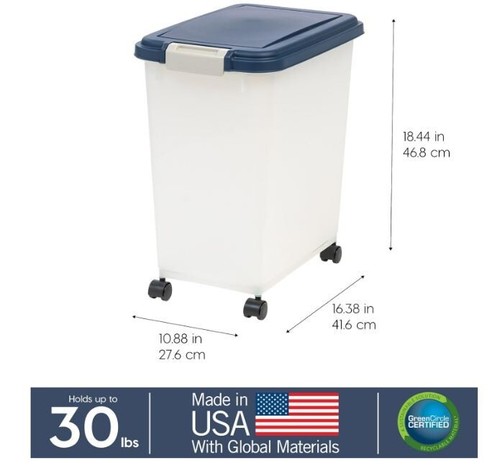 40 lb Pet Food Storage Container Large Dry Bin for Dog Cat Bird BPA Free Wheels - Picture 7 of 24