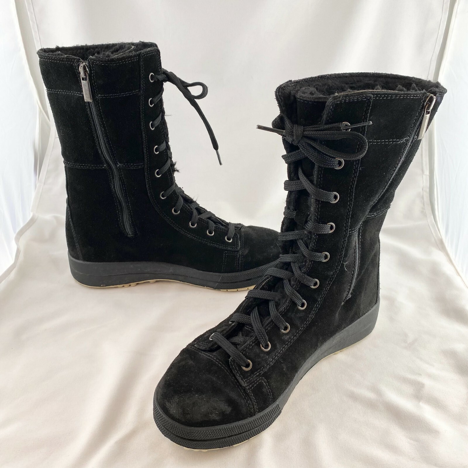 Scarpa Black Suede Sherpa Lined Boots 