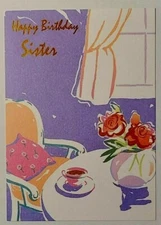 1 Birthday Greeting Card/Envelope Sister Sis Flowers Happy Memories Beautiful 