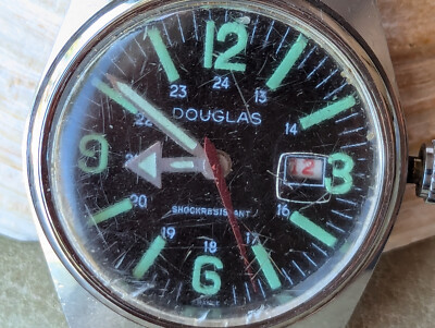 Vintage 1970s Douglas Wolbrook ATM French Diver w/Missing Bezel FOR PARTS  ONLY