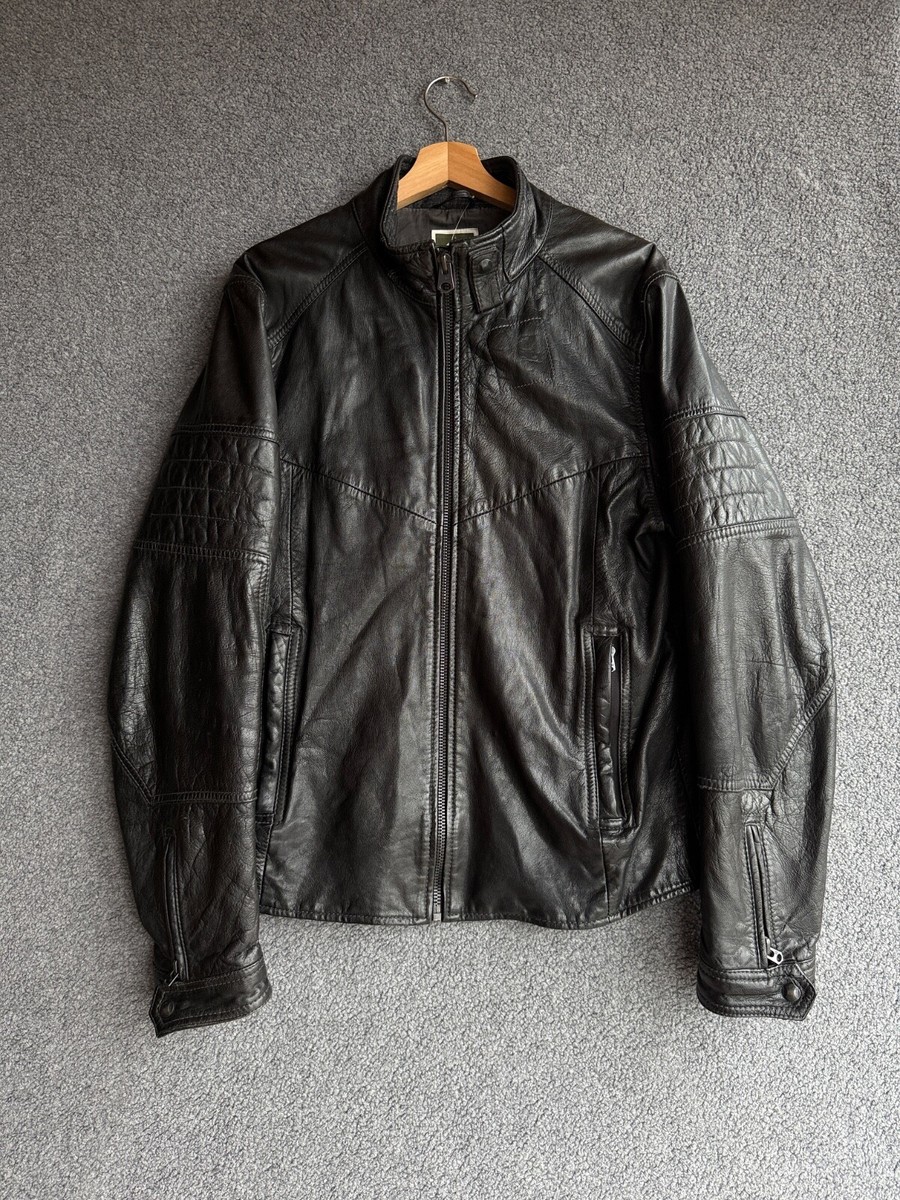 G Star Raw Denim Leather Jacket Size XL Mens | eBay