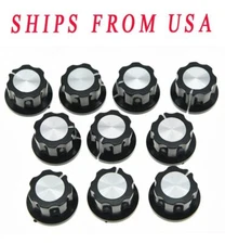 10pcs Black with Chrome Cap Effects Pedal Knobs Push on Knob fits BOSS Effects