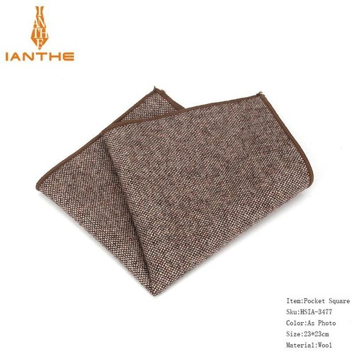 Striped Solid Pattern Square Handkerchiefs Men Fashion Wool Pocket Handkerchief - Picture 25 of 29