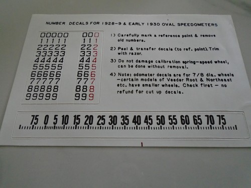 1928-30 Reproduction Ford Model A Oval Speedo Decal Set