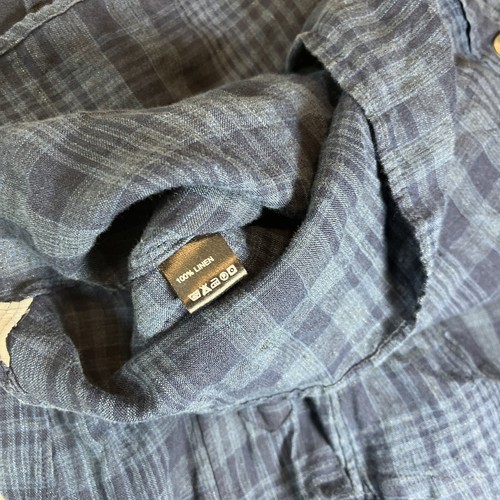 Todd Snyder Slim Button Down Kragen Kariert Leinen Hemd Knopfleiste Navy Kariert XL - Bild 4 von 10