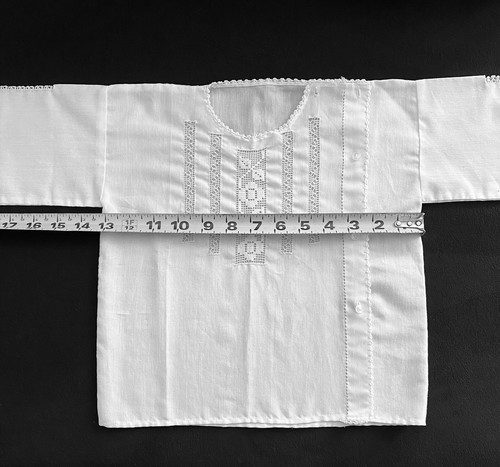 VINTAGE ANTIK weiß Taufe Taufe Kirche Handarbeit Hemd/Bluse - Baumwolle - Bild 4 von 6