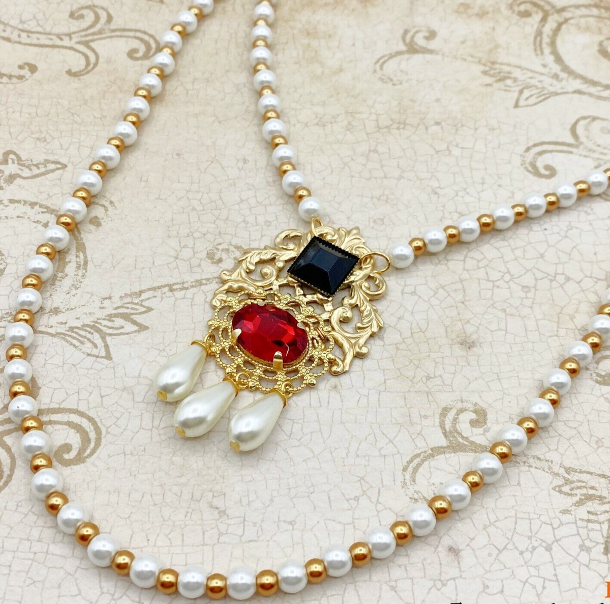 Medieval Tudor Necklace Handemade Elizabeth I Historical Replica 2 