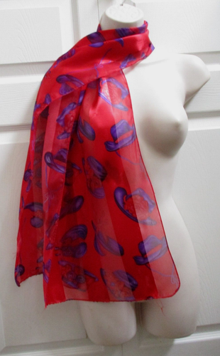 Red Hat Club Neck Scarf Red and Purple Vintage New - Picture 5 of 11